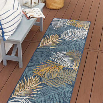 Calypso Coastal Casual Palm Frond Reversible Machine-Washable Indoor/Outdoor Area Rug